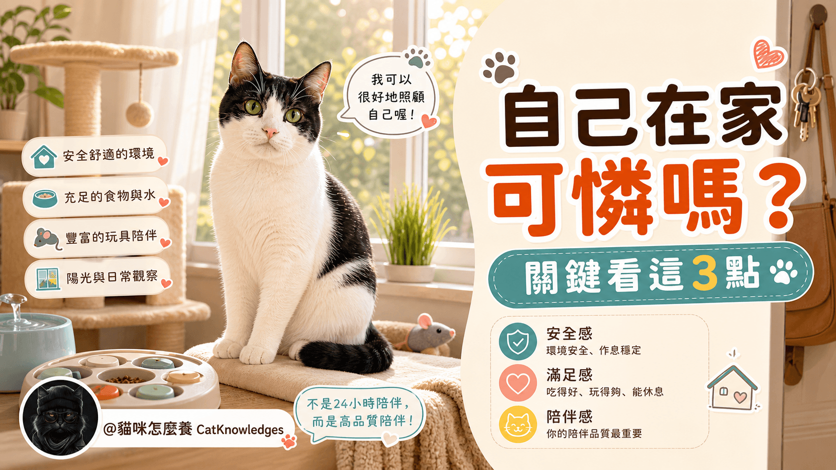 貓咪自己在家可憐嗎？關鍵看這3點
